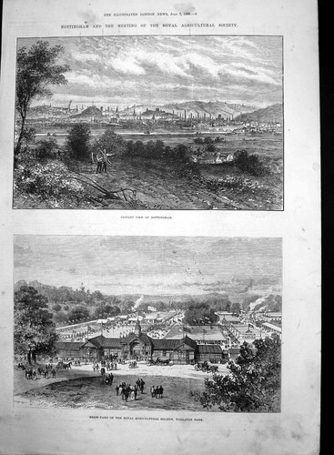 Antique old print nottingham - old,