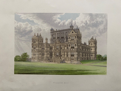 1880 antique print wollaton - 1880,