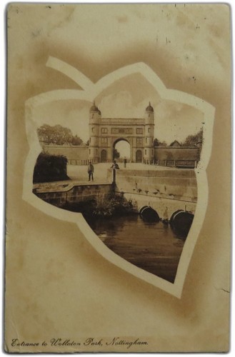 Antique postcard entrance - of,